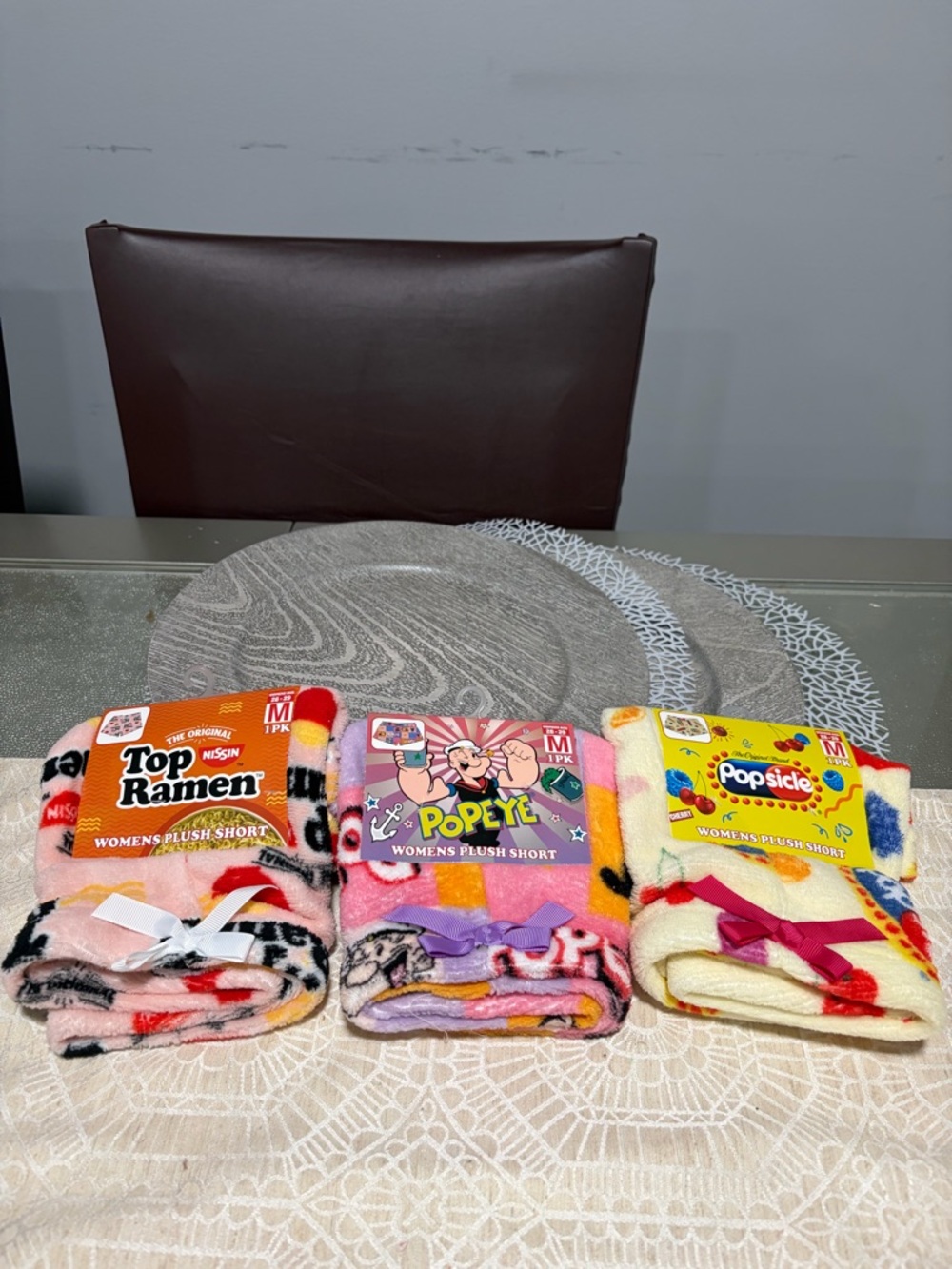 ISSI Top Ramen Womens Plush Shorts in Pink, Red, Yellow, Black